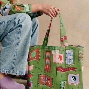 Sézane x Pangea Flag Patterned Tote Bag